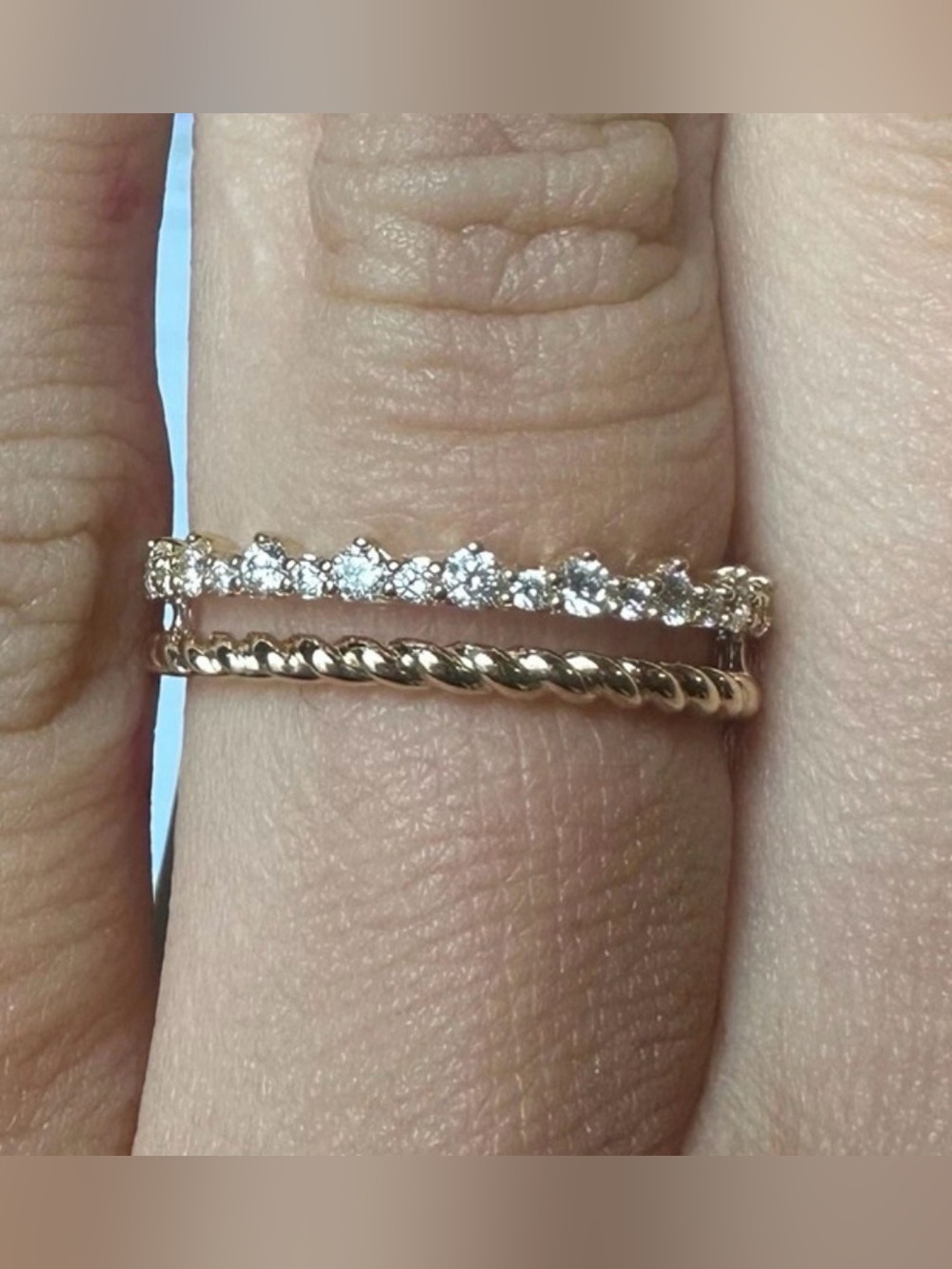 Roman & Jules 14K Yellow Gold 0.22ct Diamond Split  Double Band Ring Size 5.5